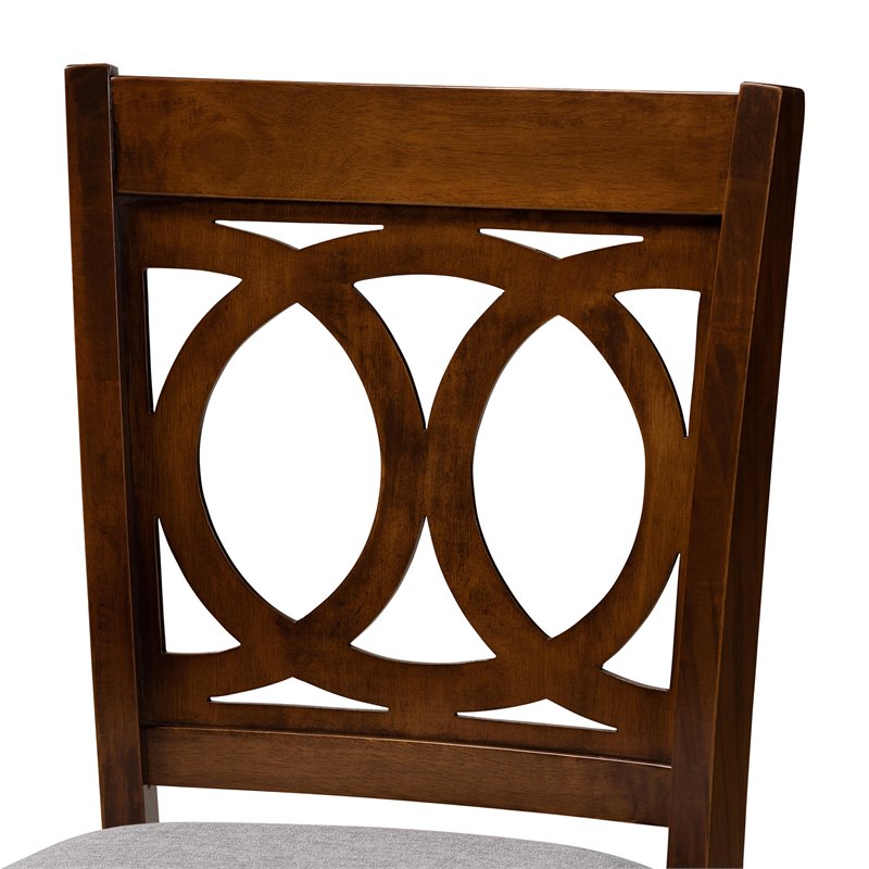 Bowery Hill Gray Upholstered Walnut Finished 5-Piece Wood Pub Set