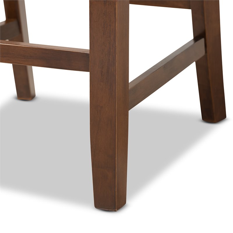 Bowery Hill Gray Upholstered Walnut Finished 5-Piece Wood Pub Set
