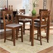 Bowery Hill Gray Upholstered Walnut Finished 5-Piece Wood Pub Set