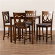 Bowery Hill Gray Upholstered Walnut Finished 5-Piece Wood Pub Set