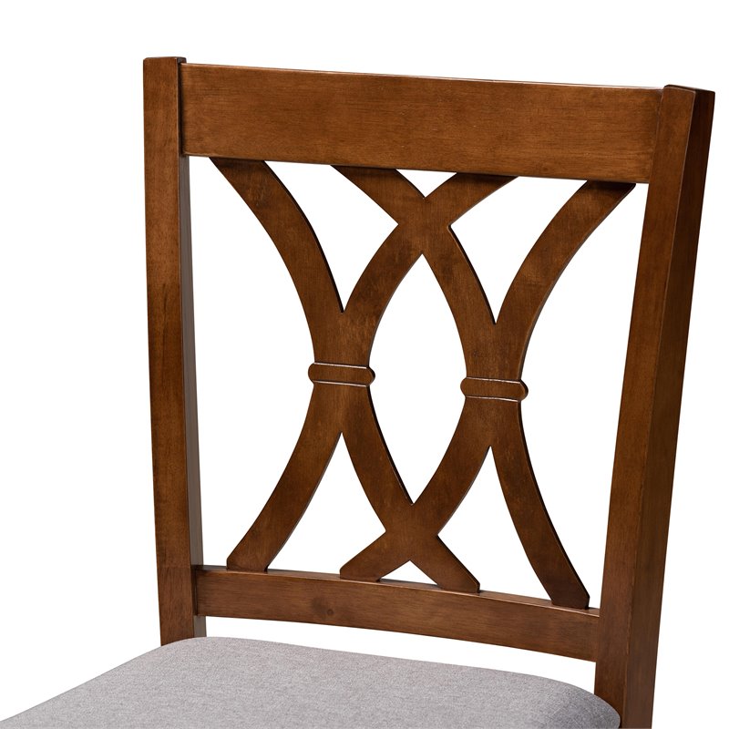 Bowery Hill Gray Upholstered Walnut Finished 5-Piece Wood Pub Set