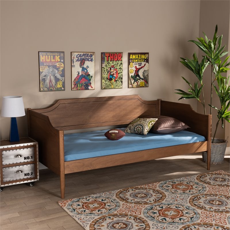 Bowery Hill Walnut Brown Finished Wood Twin Size Daybed