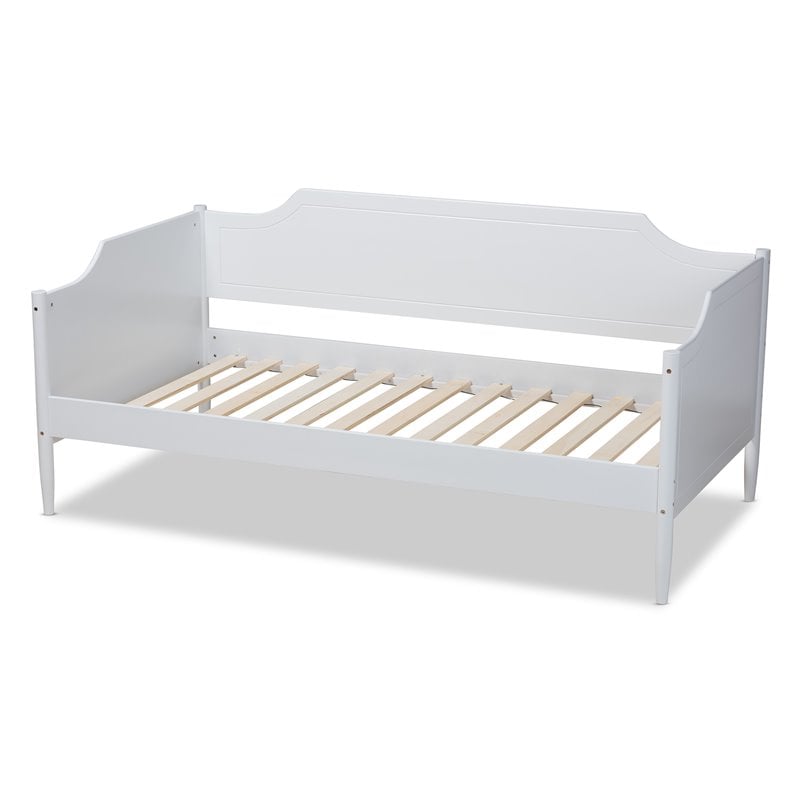 Bowery Hill Traditional Wood Twin Size Daybed with Tapered Legs in White