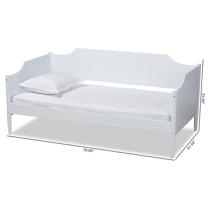 Bowery Hill Traditional Wood Twin Size Daybed with Tapered Legs in White