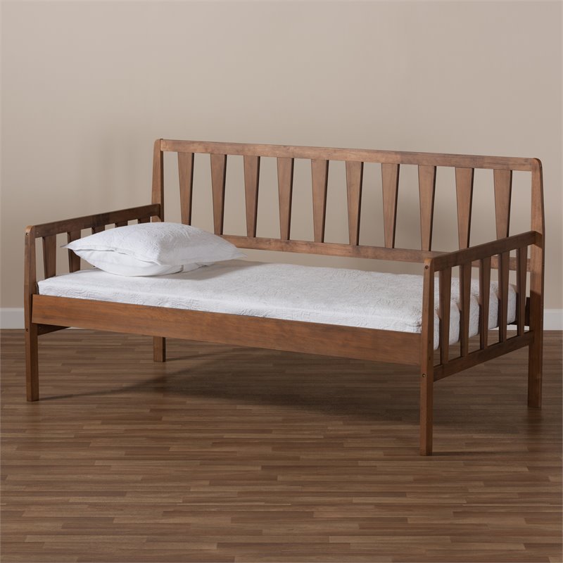 Bowery Hill Walnut Brown Finished Wood Twin Size Daybed