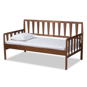 bowery hill traditional walnut brown finished wood twin size daybed