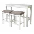 Bowery Hill Traditional Wood Sofa Table with Two Stools in White