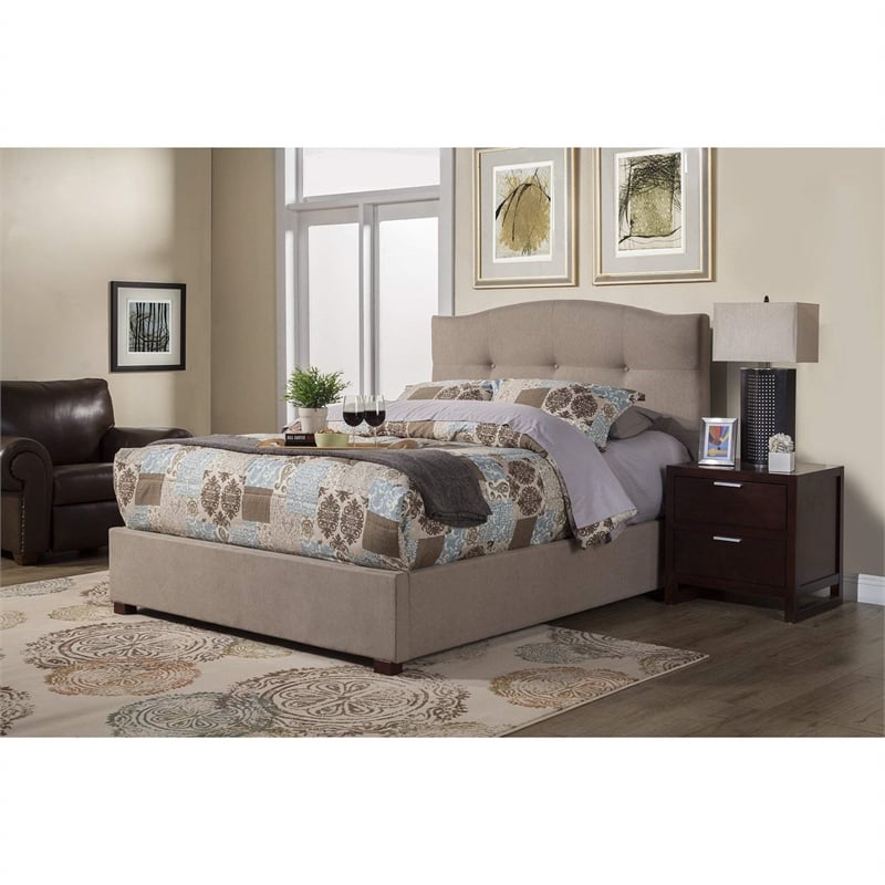 Bowery Hill Full Tufted Upholstered Bed in Haskett-Jute (Beige)