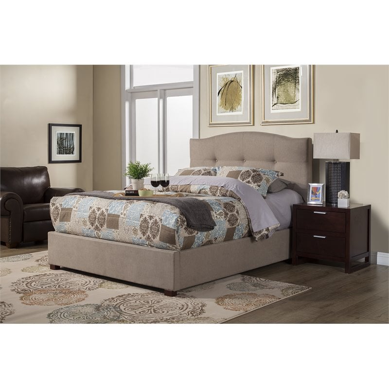 Bowery Hill Contemporary Queen Tufted Upholstered Bed in Haskett-Jute (Beige)