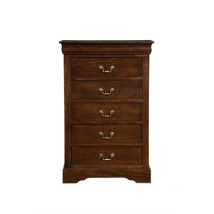 bowery hill west 5 drawer tall boy wood chest in cappuccino