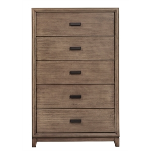 bowery hill traditional 5 drawer wood chest in antique gray