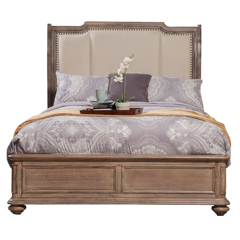 Bowery Hill Traditional Wood Queen Size Sleigh Bed in French Truffle Brown