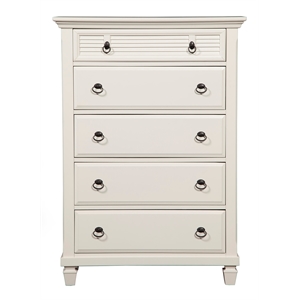 bowery hill 5 drawer bedroom wood chest in white