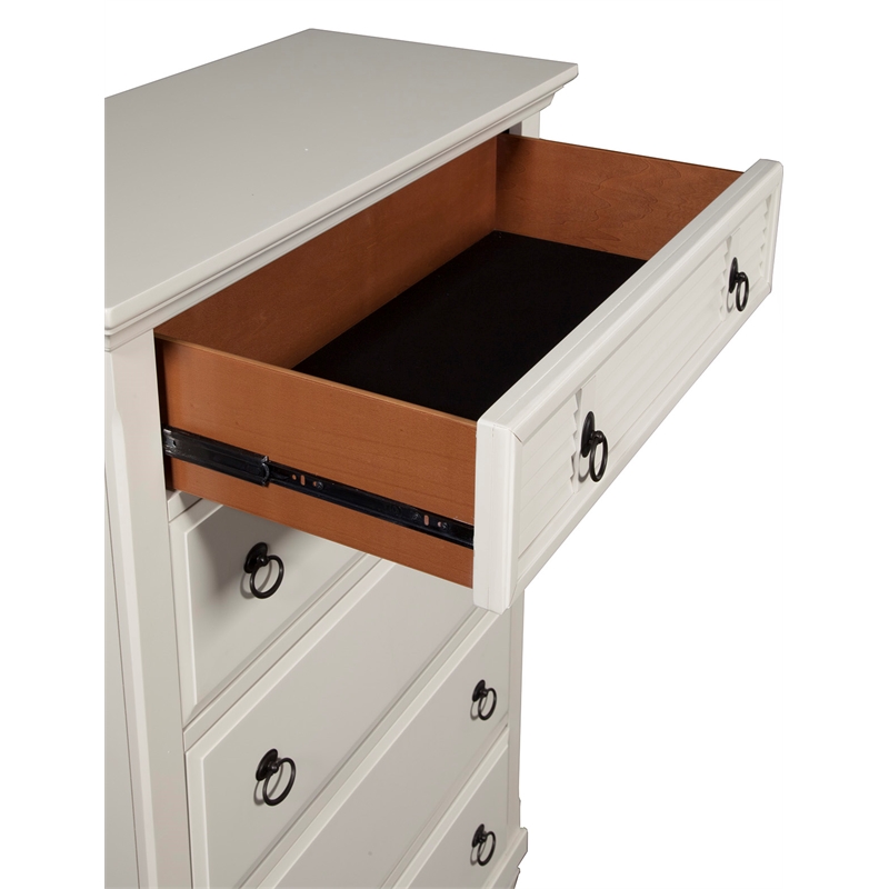 Bowery Hill Coastal 5-Drawer Pine Wood Bedroom Chest in White