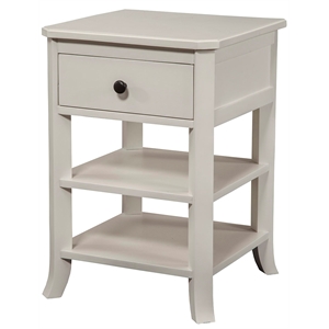 bowery hill coastal 1 drawer wood nightstand with 2 shelves in white