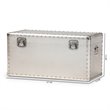 Bowery Hill Mid-Century Metal and Wood Storage Trunk in Silver