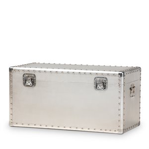 bowery hill contemporary silver metal storage trunk