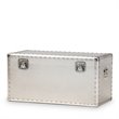 Bowery Hill Mid-Century Metal and Wood Storage Trunk in Silver