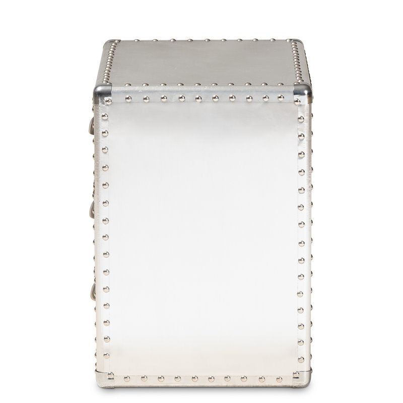 Bowery Hill Metal Contemporary 3-Drawer Nightstand in Silver