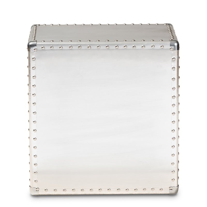 Bowery Hill Metal Contemporary 3-Drawer Nightstand in Silver