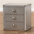 Bowery Hill Metal Contemporary 3-Drawer Nightstand in Silver
