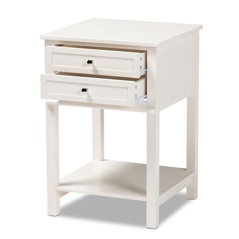 Bowery Hill White Finished 2-Drawer Wood Nightstand