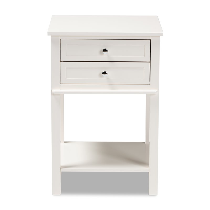 Bowery Hill White Finished 2-Drawer Wood Nightstand