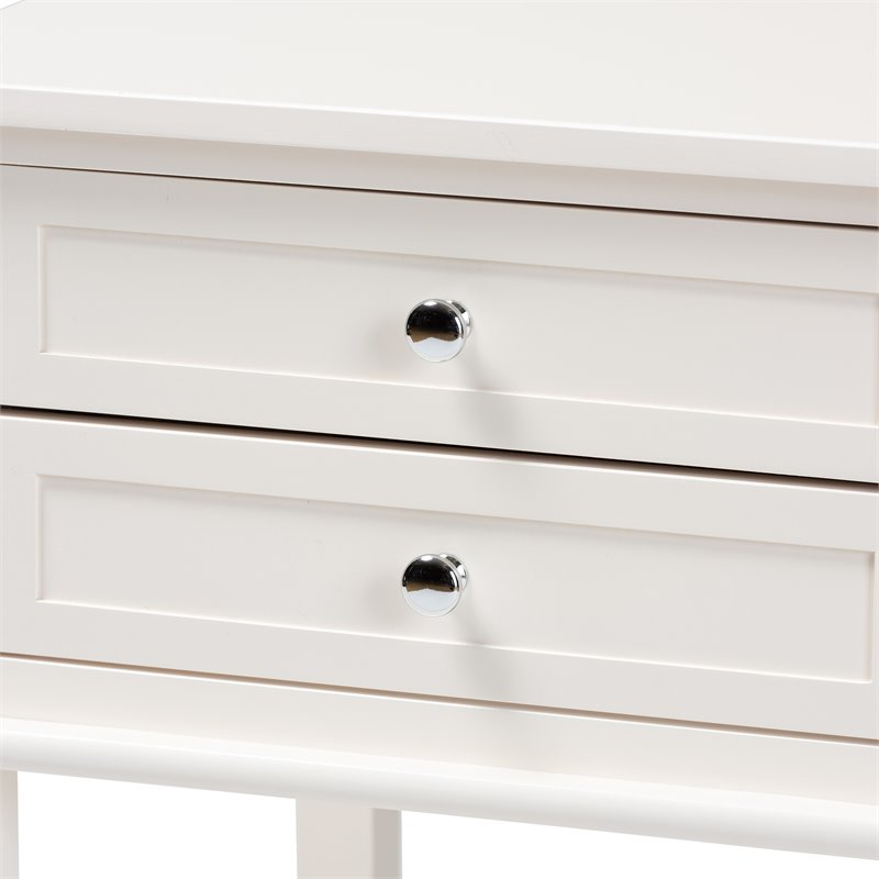 Bowery Hill White Finished 2-Drawer Wood Nightstand
