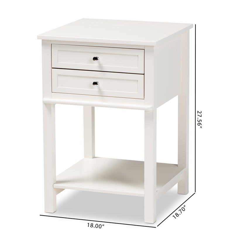 Bowery Hill White Finished 2-Drawer Wood Nightstand