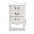 Bowery Hill White-Finished 3-Drawer Wood Nightstand