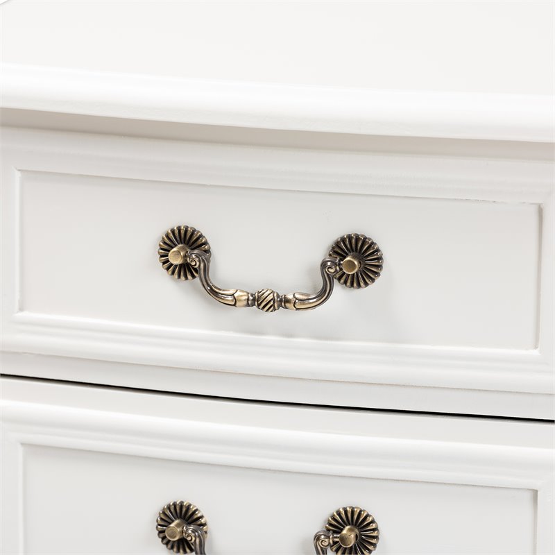 Bowery Hill White-Finished 3-Drawer Wood Nightstand