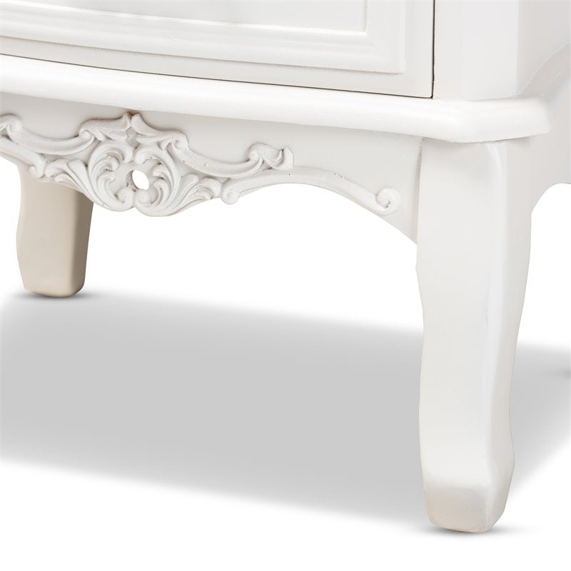 Bowery Hill White-Finished 3-Drawer Wood Nightstand