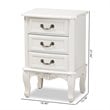 Bowery Hill White-Finished 3-Drawer Wood Nightstand