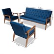 Bowery Hill Navy Blue Velvet 3-Piece Living Room Set
