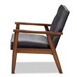 Bowery Hill Mid-Century Grey Velvet Upholstered Wood Lounge Chair