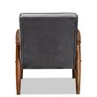 Bowery Hill Mid-Century Grey Velvet Upholstered Wood Lounge Chair