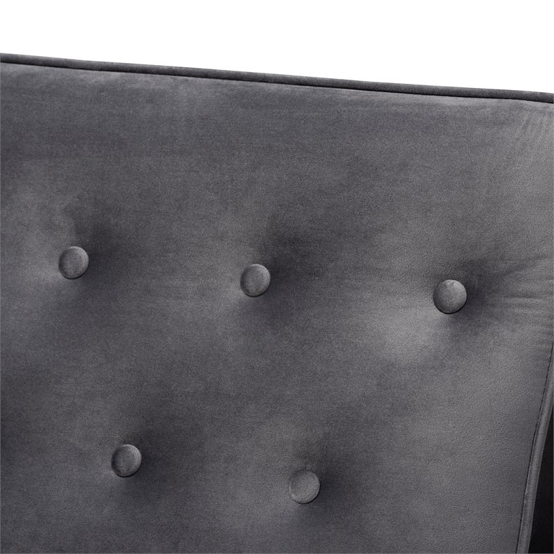 Bowery Hill Mid-Century Grey Velvet Upholstered Wood Lounge Chair