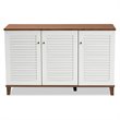Bowery Hill Walnut Finished 8-Shelf Wood Shoe Cabinet