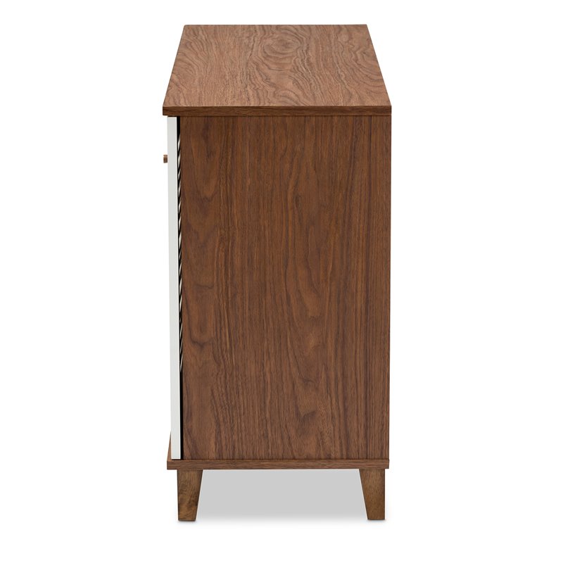 Bowery Hill Walnut Finished 8-Shelf Wood Shoe Cabinet