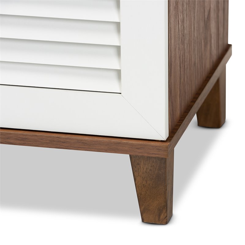 Bowery Hill Walnut Finished 8-Shelf Wood Shoe Cabinet