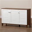 Bowery Hill Walnut Finished 8-Shelf Wood Shoe Cabinet