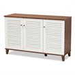 Bowery Hill Walnut Finished 8-Shelf Wood Shoe Cabinet