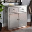 Bowery Hill 2-Door Mid-Century Metal/Wood Accent Storage Cabinet in Silver