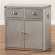 Bowery Hill 2-Door Mid-Century Metal/Wood Accent Storage Cabinet in Silver