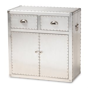 bowery hill silver metal 2-door accent storage cabinet