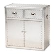 Bowery Hill 2-Door Mid-Century Metal/Wood Accent Storage Cabinet in Silver