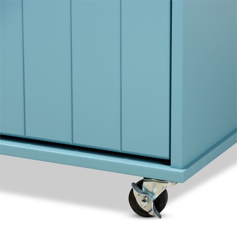Bowery Hill Sky Blue Finished Wood Kitchen Storage Cart