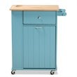Bowery Hill Sky Blue Finished Wood Kitchen Storage Cart