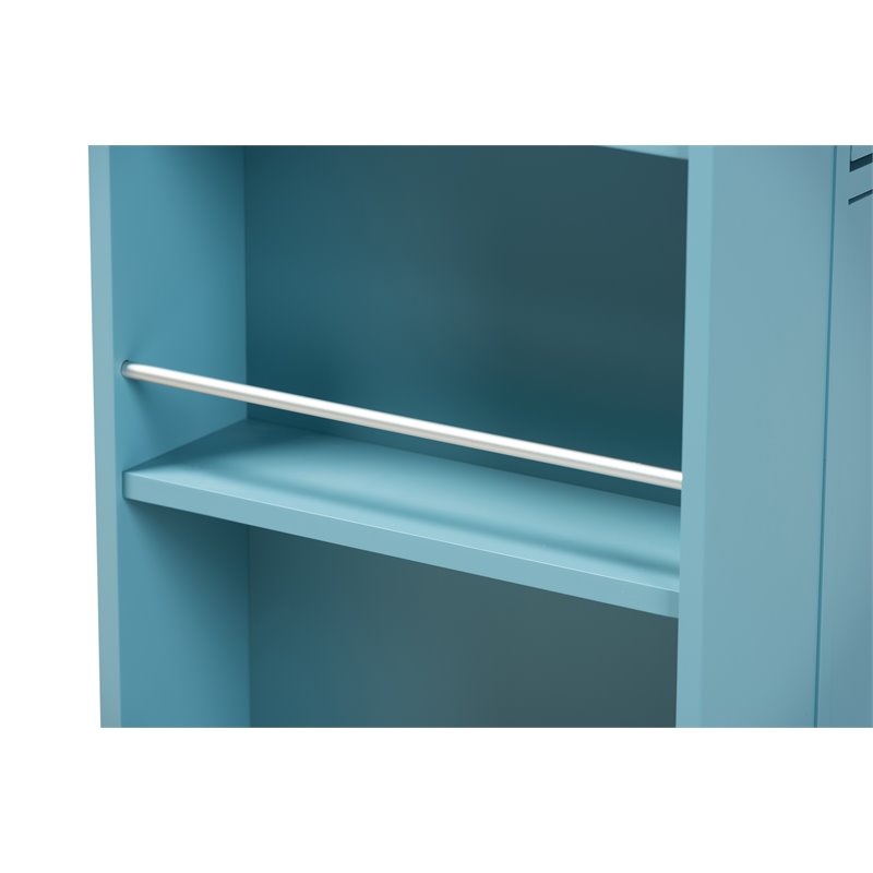 Bowery Hill Sky Blue Finished Wood Kitchen Storage Cart