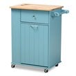 Bowery Hill Sky Blue Finished Wood Kitchen Storage Cart